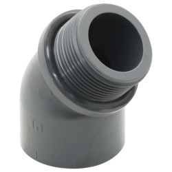 Колено переходное 45° ПВХ Hidroten 1002155, наружная резьба, d63 мм, 2"